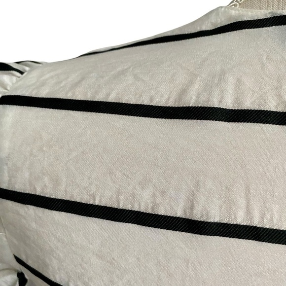 Zara Puff Sleeve Striped Blouse XS Black White Asymmetric Back Modern Chic - Picture 14 of 16